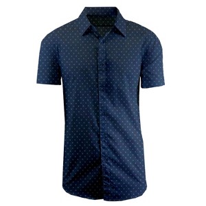 Galaxy By Harvic Men's Slim Fit  Short Sleeve Stretch Printed Dress Shirts - 1 of 4