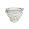 Okak Large Flower Pots with Exquisite Relief Carvings, Outdoor Planter with Magnesium Oxide Frame, Succulent Pots for Backyard, Garden, Antique White - 4 of 4