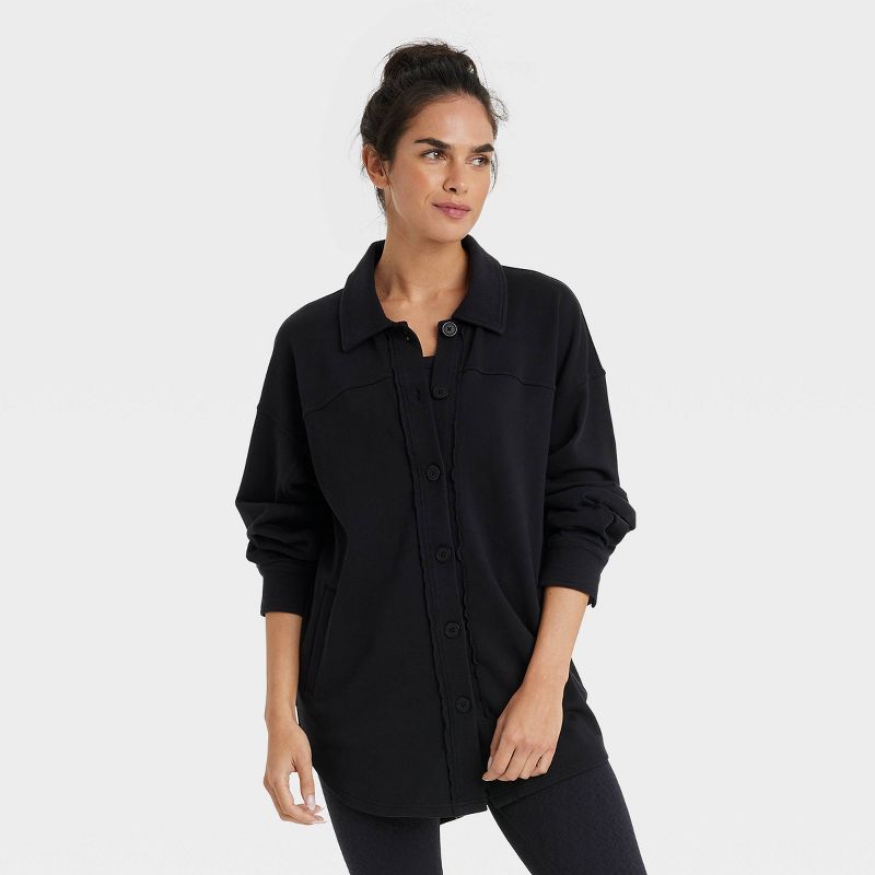 Women's French Terry Button Down Shacket - JoyLab™, 1 of 11