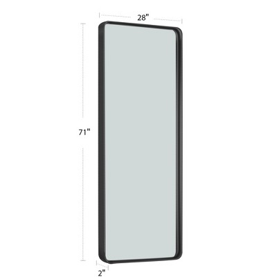 PexFix 71"x28" Aluminum alloy round corner rectangular black baking varnish wall mirror