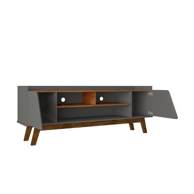 Marcus Grey and Natural 63" Mid-Century Modern TV Stand with Cabinet