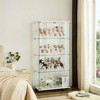 KTMBDW Glass Display Cabinet with 4 Shelves, Curio Cabinets for Living Room, Bedroom, Floor Standing Glass Bookshelf, Quick Installation - 2 of 4