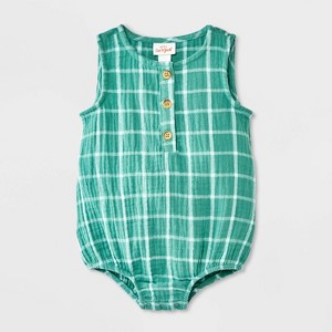 Baby Boys' Tank Romper - Cat & Jack™ Teal Blue - 1 of 4