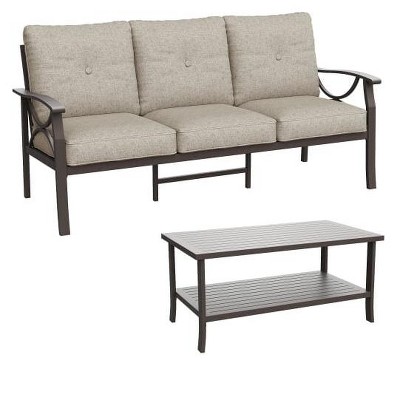 Heynemo Outdoor Patio Furniture Set, 2 Piece Patio Conversation Set, Metal Furniture Set with 3 seat Sofa