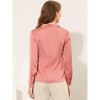 INSPIRE CHIC Women's Satin Office Blouse Elegant Point Collar V Neck Long Sleeve Work Top Shirts - 3 of 4