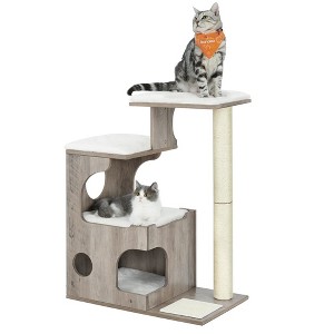 Feandrea WoodyWonders Cat Tree, 33.9-Inch Modern Cat Tower, Cat Condo with 3 Perches, Scratching Post and Mat, Cave, 4 Removable Washable Cushions - 1 of 4
