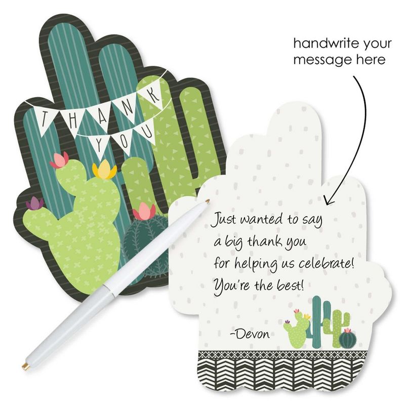 Big Dot of Happiness Prickly Cactus Party - Shaped Thank You Cards - Fiesta Party Thank You Note Cards with Envelopes - Set of 12, 2 of 7