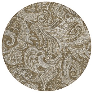 Chocolate Beige And Ivory Paisley Washable Indoor Outdoor Area Rug - 1 of 4