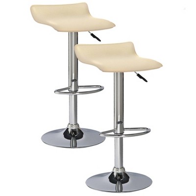 Set of 2 Adjustable Height Swivel Barstools Cream - Leick Home