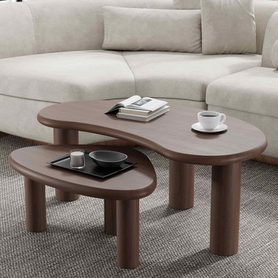 Lirago Wood Nesting Coffee Tables (Set of 2) 34*25 Walnut
