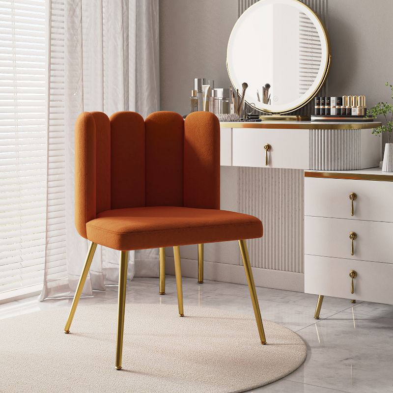 Barbara Contemporary Velvet Vanity Stool for Makeup Room, Moden Accent Side Chairs for Living Room with Shell Back and Golden Metal Legs | ARTFUL LIVING DESIGN, 2 of 11