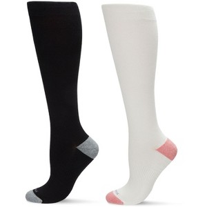 MeMoi Women's 2 Pair Pack Cotton Blend 15-20 mmHg Graduated Compression Socks - 1 of 3