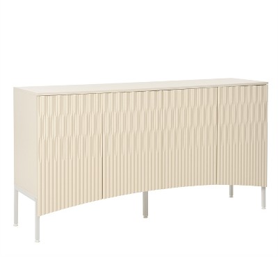 Vynxaria Elegant 4-Door Sideboard - Curved Bottom Doors with Arched Grooves, Metal Legs, for Living Room/Entrance/Study