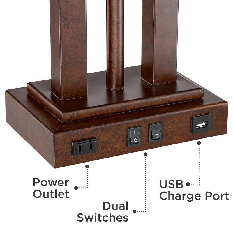 Possini Euro Design Deacon 26" High Industrial Desk Lamps Set of 2 USB Port AC Power Outlet Gooseneck Brown Bronze Finish Metal Home Office Charging, 5 of 10