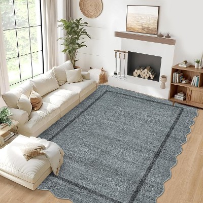 Washable Area Rug - Non-Slip Large Soft Low Pile Stain Resistant Carpet for Living Room Bedroom Office Dining Room Classroom