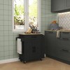 Resenkos Kitchen Cart, Kitchen Island Cart,Kitchen Island on Rollers with Power Outlets, Drawer, and Doors, Black - 2 of 4
