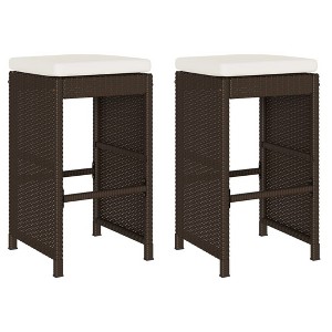 vidaXL Garden Bar Stool Set of 2 Brown,Cream white - 1 of 2