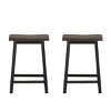 Tangkula Set of 2 Bar Stools 24"H Saddle Seat Pub Chair Home Kitchen Dining Room Gray - image 2 of 4