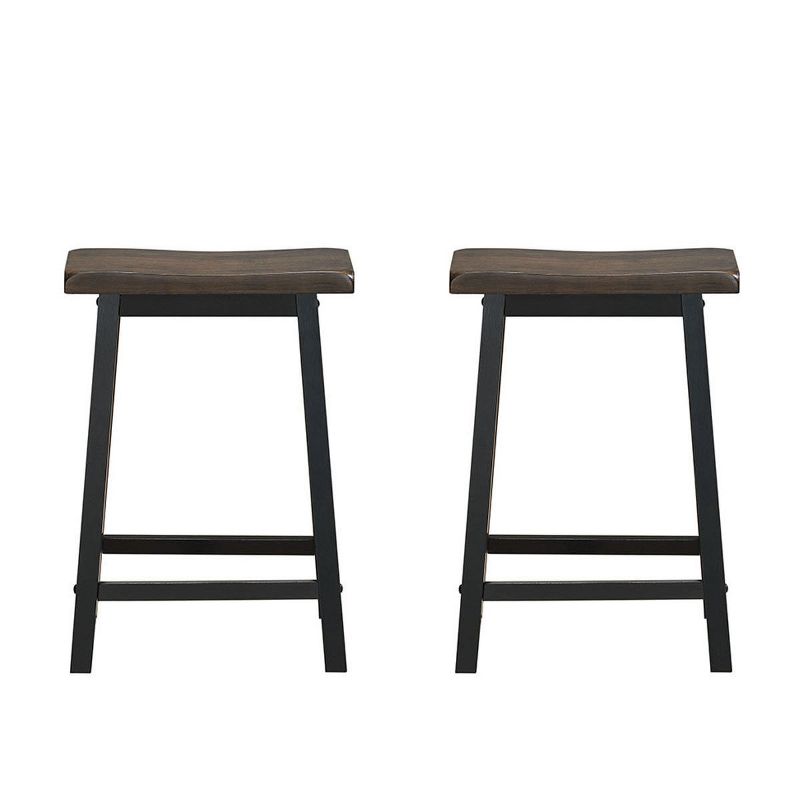 Tangkula Set of 2 Bar Stools 24"H Saddle Seat Pub Chair Home Kitchen Dining Room Gray, 2 of 7