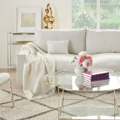 White Beaded Tassels 10" x 14" Lumbar Throw Pillow