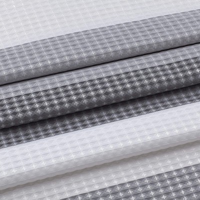 Gray and White Ombre Waffle Weave Fabric Shower Curtain
