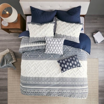 3pc Full/Queen Mila Cotton Printed Comforter Set Navy