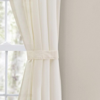 Natural Sheer Cotton Polyester Rod Pocket Curtain Panel Pair