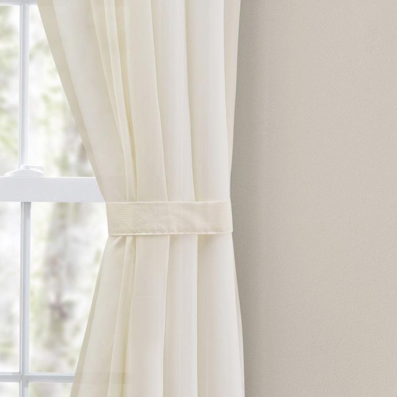 Ellis Curtain Cotton Voile 1.5" Rod Packet Tailored Curtain Panel Pair for Windows Natural, 3 of 5
