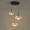 LNC Evangeline 3-Lights 17.3" Modern Luxury Cluster Glass Chandelier,Black and Gold - 4 of 4