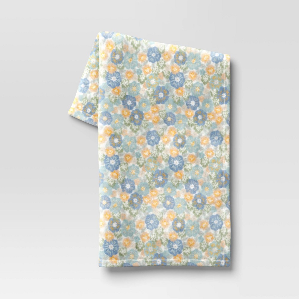 Photos - Duvet Printed Plush Floral Throw Blanket Green - Room Essentials™