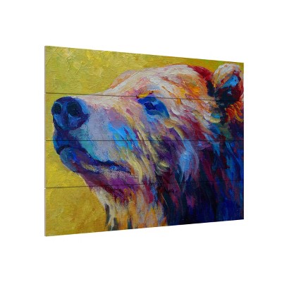 Trademark Fine Art -Marion Rose 'Pretty Boy Grizz' Wood Slat Art