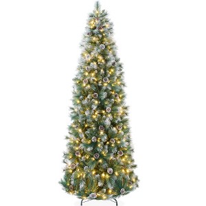 Best Choice Products Pre-Lit Artificial Scotch Pine Pencil Christmas Tree w/ LED Lights Metal Stand - 1 of 4