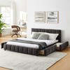 Queen Size Upholstered Bed Frame with Headboard and Drawer - 3 of 4
