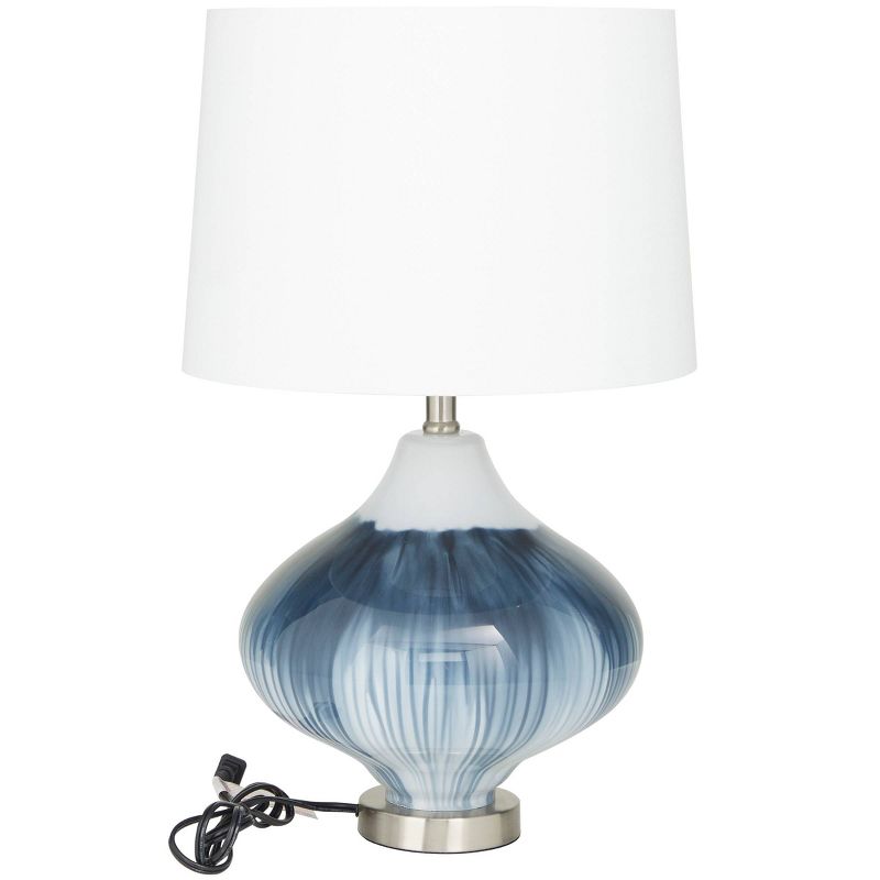 24&#34; x 14&#34; Table Lamp with Drum Shade and Glass Gourd Style Base Blue - Olivia &#38; May, 5 of 6