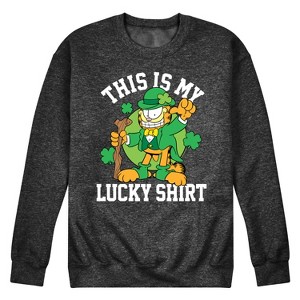 Men's - Garfield - This is My Lucky Shirt St. Patrick's Day Graphic Fleece Sweatshirt - 1 of 4