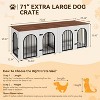 Acekool 71" Double Dog Crate Furniture with Removable Divider, Cushions, 4 Doors, TV Stand for 2 Large Dogs, White/Brown - 3 of 4