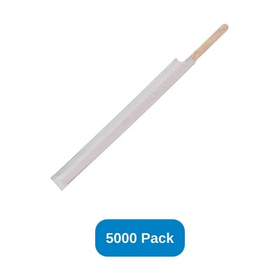 Eco-Products 7" Wooden Coffee Stirrers Individually Wrapped - Case of 5000