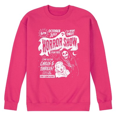 Men's Instant Message Horror Show Poster Graphic Fleece Sweatshirt - Magenta - 2 X-Large