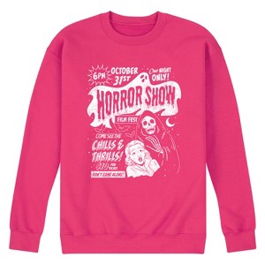 Men's Instant Message Horror Show Poster Graphic Fleece Sweatshirt - Magenta - 2 X-Large - 1 of 4