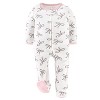The Peanutshell Pink Balletcore Footed Baby Sleepers for Girls, 3 Pack - 2 of 4