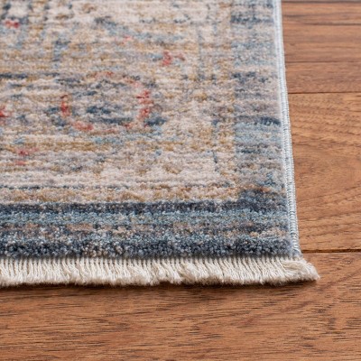 Elysian Blue/Ivory Hand-Knotted Easy Care Synthetic Rug - 2'2" x 8'