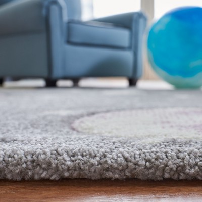 Enchanted Playtime Grey/Lavender Synthetic Kids' Rug 28"x10"