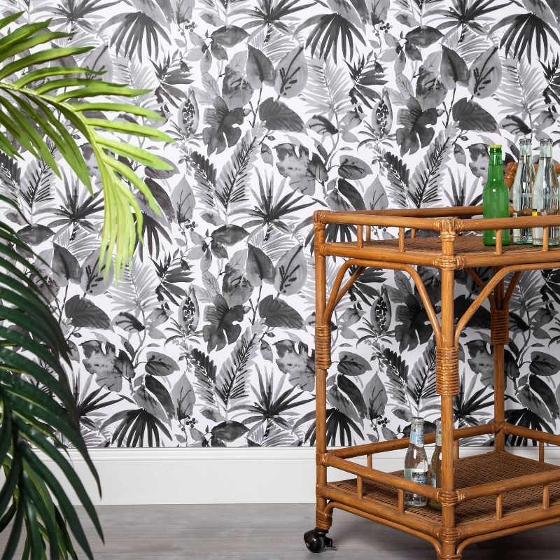 Tropical Leaves Peel &#38; Stick Wallpaper Black/White - Opalhouse&#8482;, 3 of 12