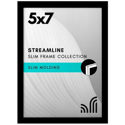 Americanflat 5x7 Picture Frame with Shatter-Resistant Glass - Streamline Collection - Thin Border Photo Frame for Wall and Tabletop Display - Black