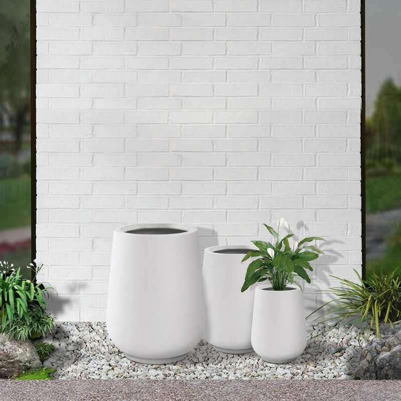 Rosemead Home &#38; Garden 3pc Concrete Outdoor Planter Pots Chalk White, 2 of 7