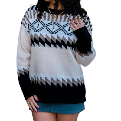 Women's Geo Print Sweater - Papillon