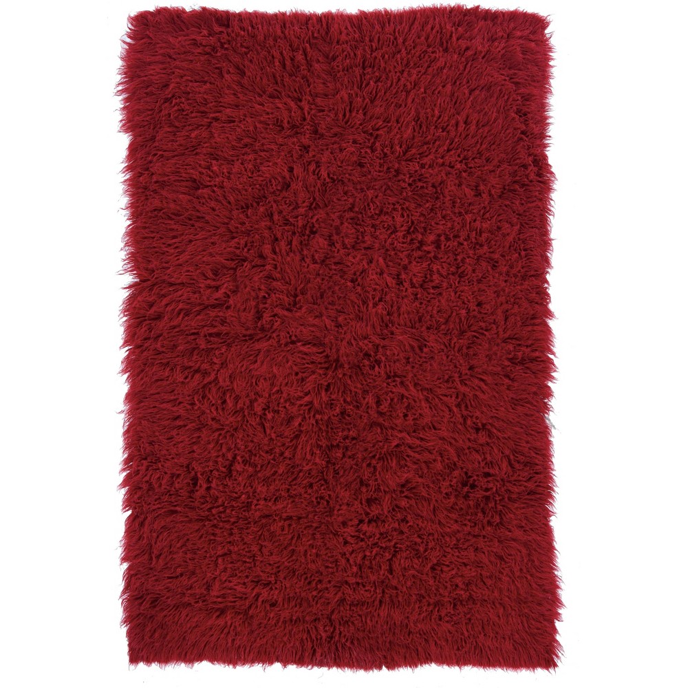 4'x6' New Flokati Accent Rug Red - Linon