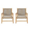 Christopher Knight Home Jana Outdoor Rope Weave Acacia Wood Lounge Accent Chair (Set of 2) - 2 of 4