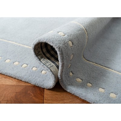 Hand-Tufted Light Blue and Ivory Wool Runner Rug