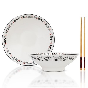 Silver Buffalo Star Wars Characters 30-Ounce Ceramic Ramen Bowl and Chopstick Set - 1 of 4